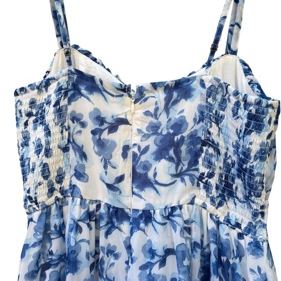 Abercrombie & Fitch Romantic Blue Floral Maxi Dress Cottagecore Summer M - Picture 6 of 13